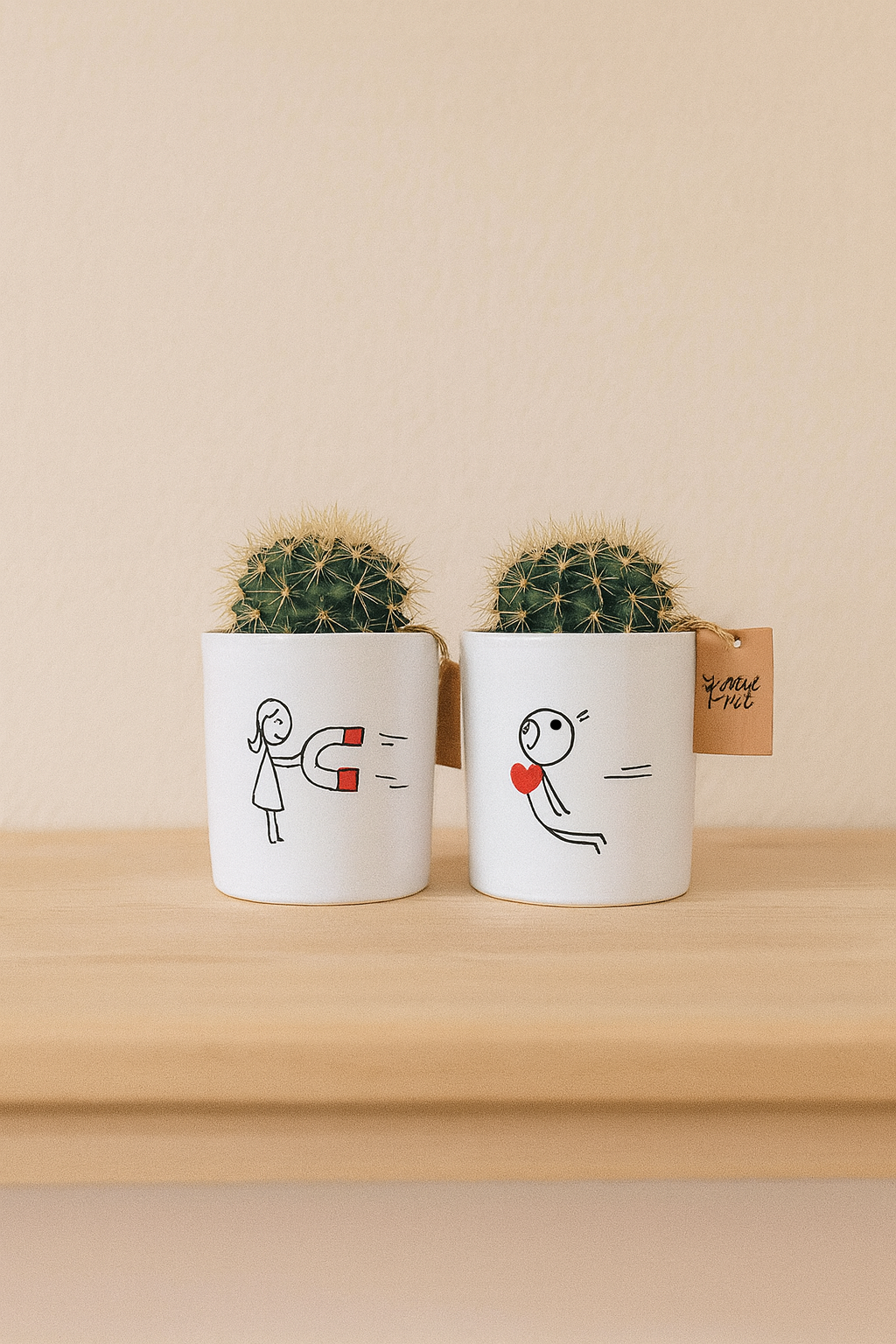 Duo “Attraction” – Pots Couple en Céramique Blanche (11.5 cm)