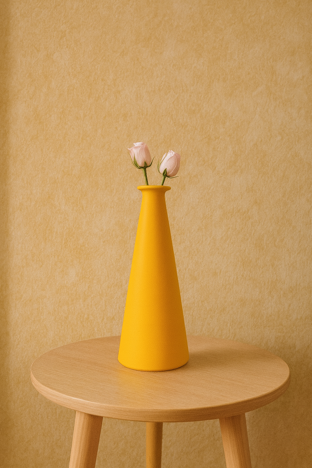Vase “Solea” – Céramique Mate Jaune Moutarde (30 cm)