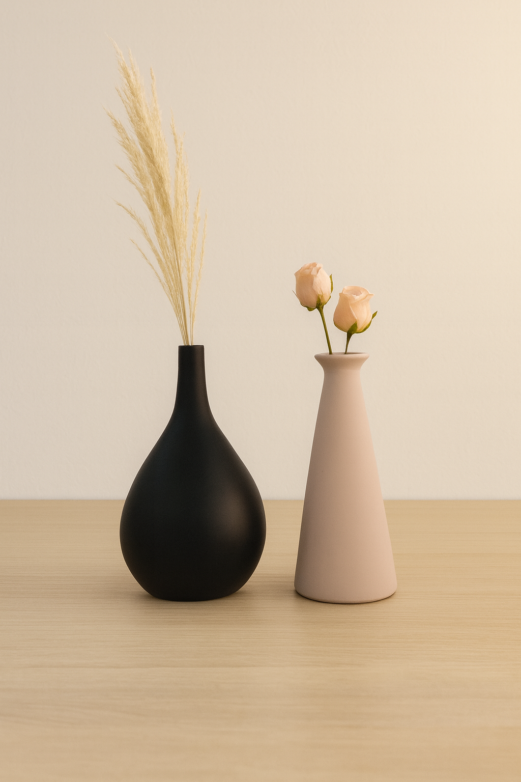 Duo de Vases “Contrast” – Céramique Mate (30 cm)