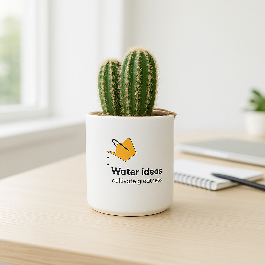 Pot “Water Ideas” – Pot en Céramique Blanche Personnalisé